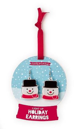 Snowman Christmas Light Up Earrings