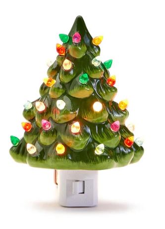 Vintage Christmas Tree Handpainted Nightlight