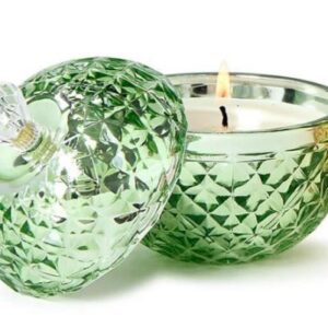 Covered Metallic Glass Filled Candle in Gift Box-Green