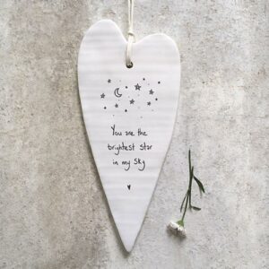 East of India – Ceramic Hanging Heart – You are the brightest star in my sky