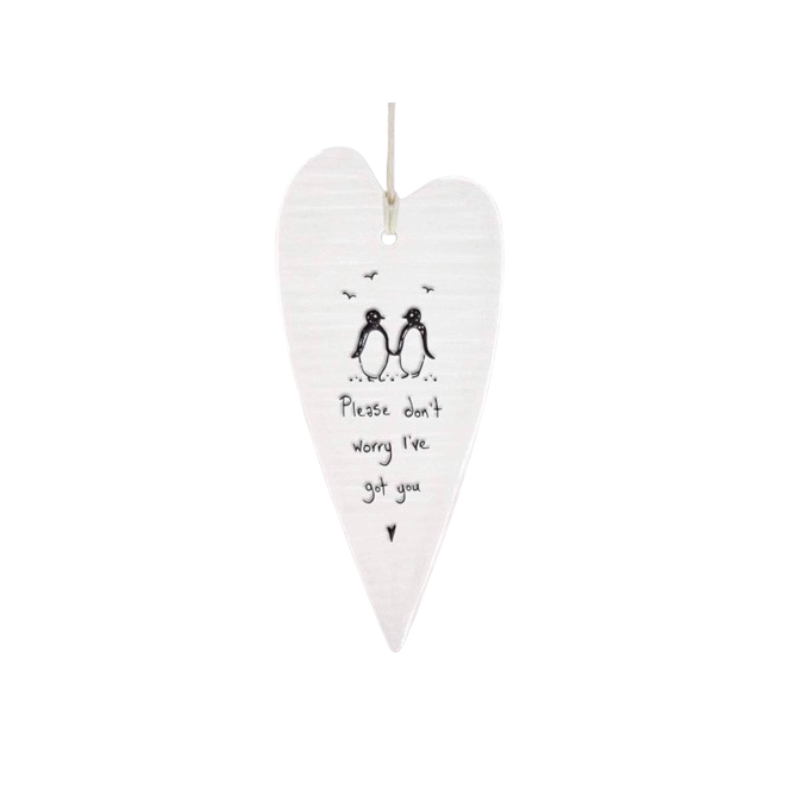 East of India - Ceramic Hanging Heart - Please don't worry I've got you