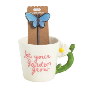 Mudpie Let Your Garden Grow plant stake mug