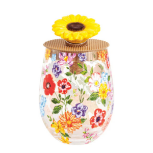 Mudpie Stemless Sunflower Wine Glass